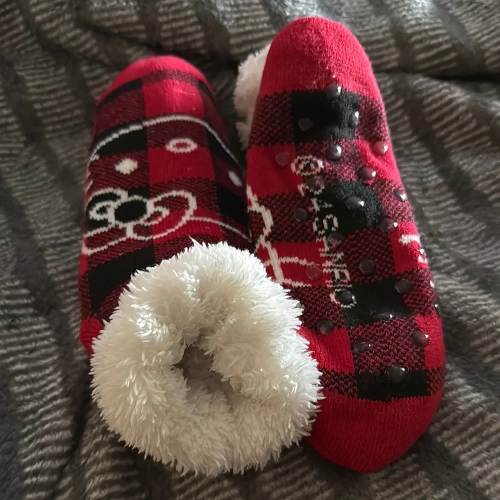Sanrio Red and Black Plaid Fuzzy Socks